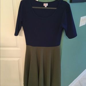 Lularoe Nicole dress, size large color block